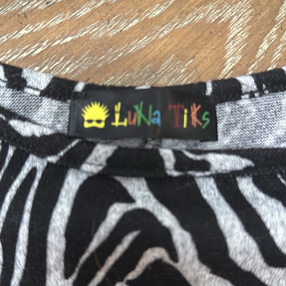 Luna Tiks Gray and Black Zebra Print Crop Top, M - Picture 3 of 3